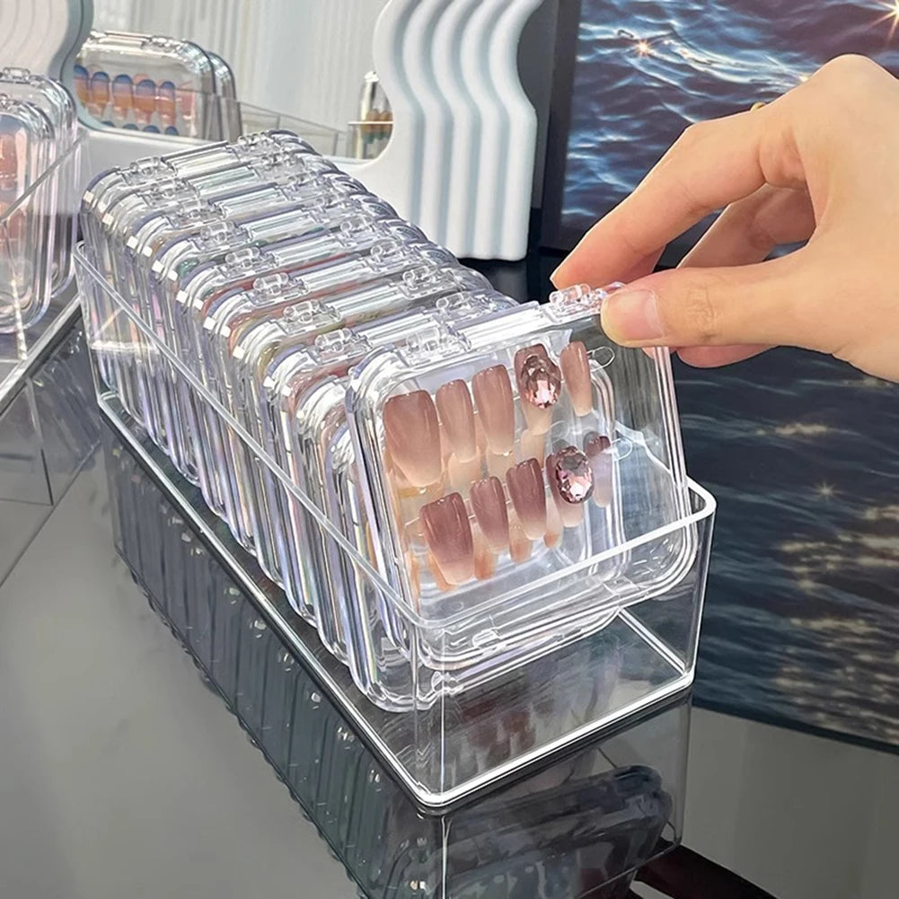 Transparent Acrylic Nail Tips Storage Box Set | Nail Organizer