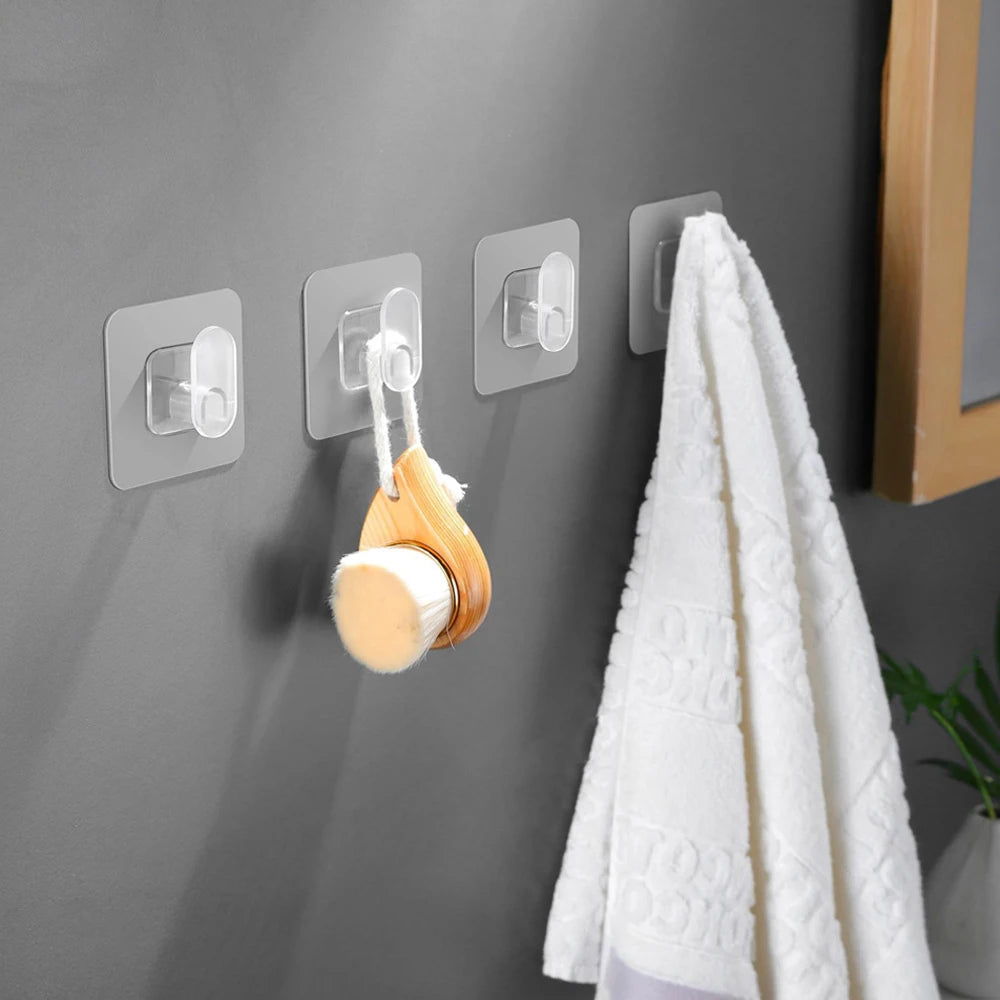 Large Transparent Self-Adhesive Wall Hooks – Nail-Free Waterproof