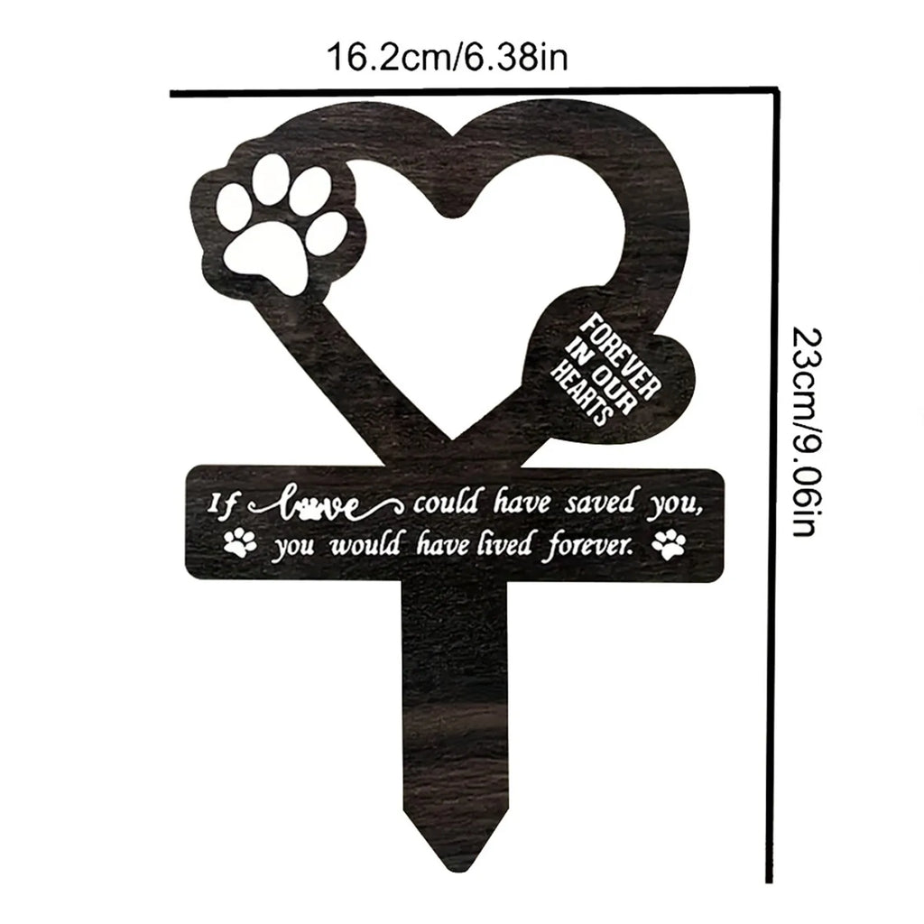 Dog Memorial Garden Stake – Wooden Pet Grave Marker Decor