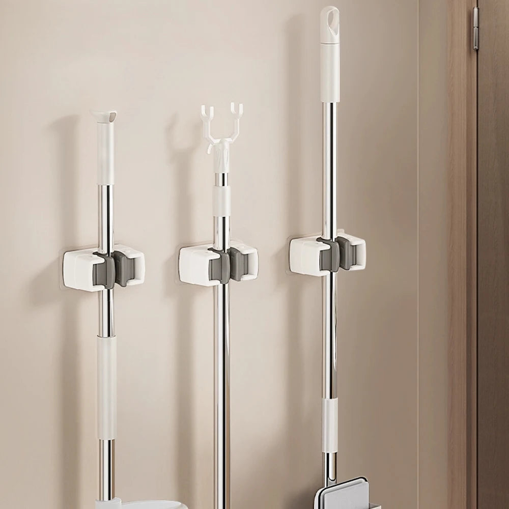 Wall Mounted Mop & Broom Holder – Self-Adhesive Clip Rack