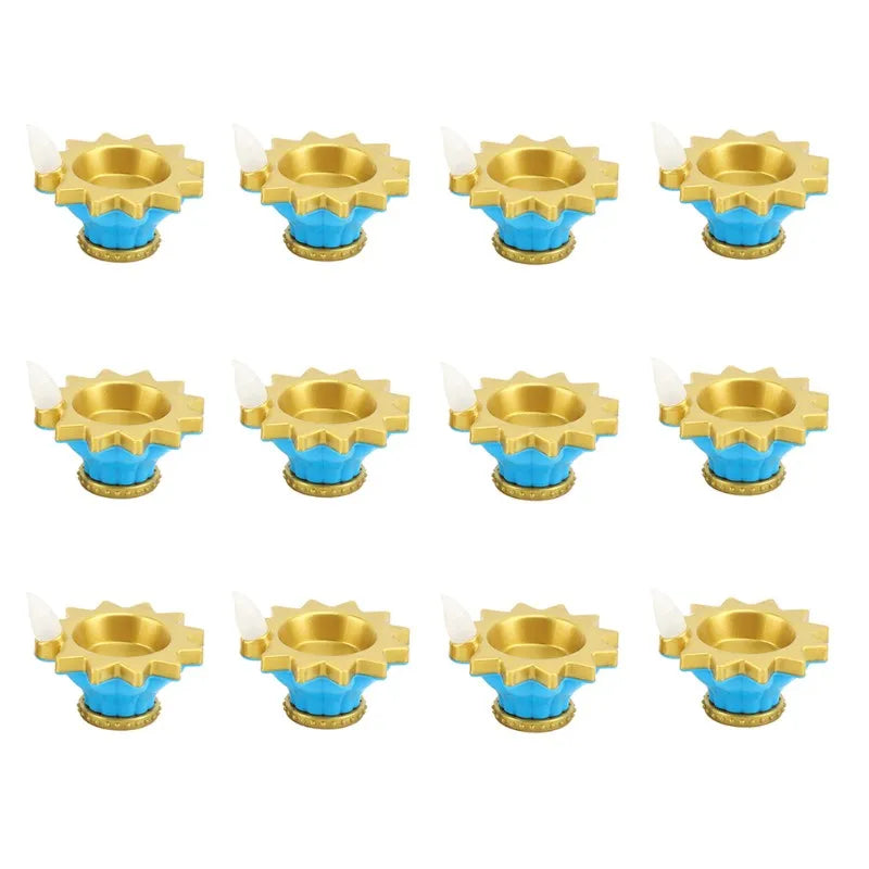 12-Pack Waterproof LED Floating Diya Candles – Indian Decor