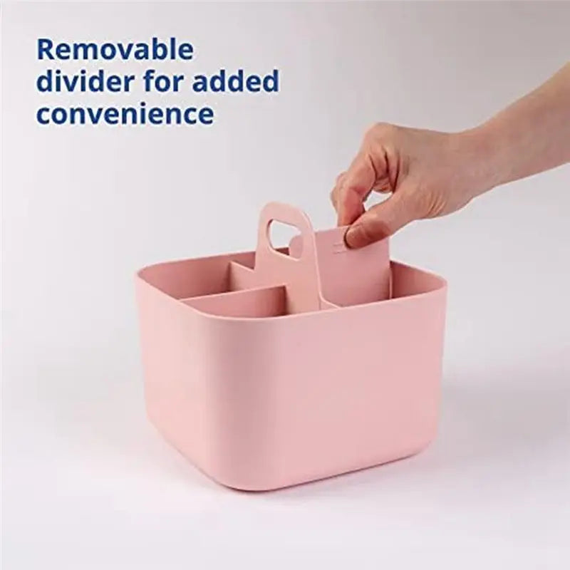 2-Piece Stackable Plastic Caddy Organizer with Handle – Blue