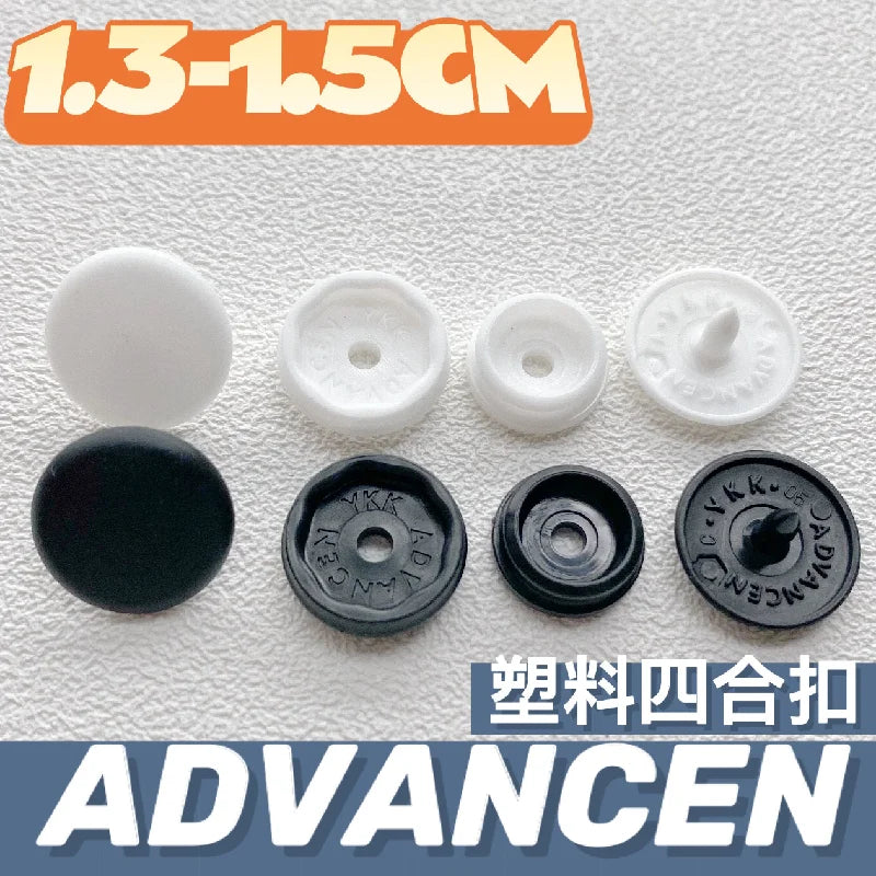 YKK Plastic Hidden Snap Buttons 10 Sets – Black & White 20L 24L