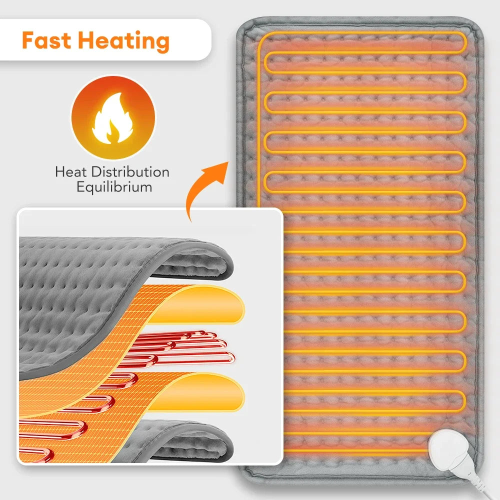 Electric Heating Pad 9 Heat Levels 12x24 In – Machine Washable