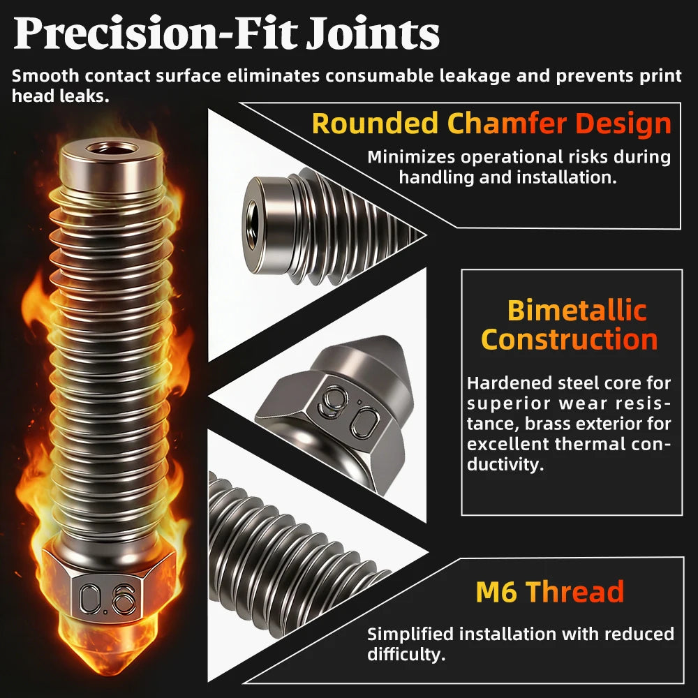 High-Speed Nozzle 0.2–0.8mm for Elegoo Centauri Carbon Hotend