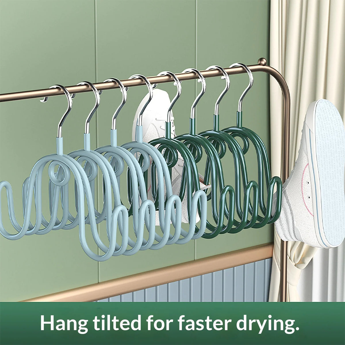 Dip-Coated Shoe Drying Hanger – Windproof Multi-Hook Rack