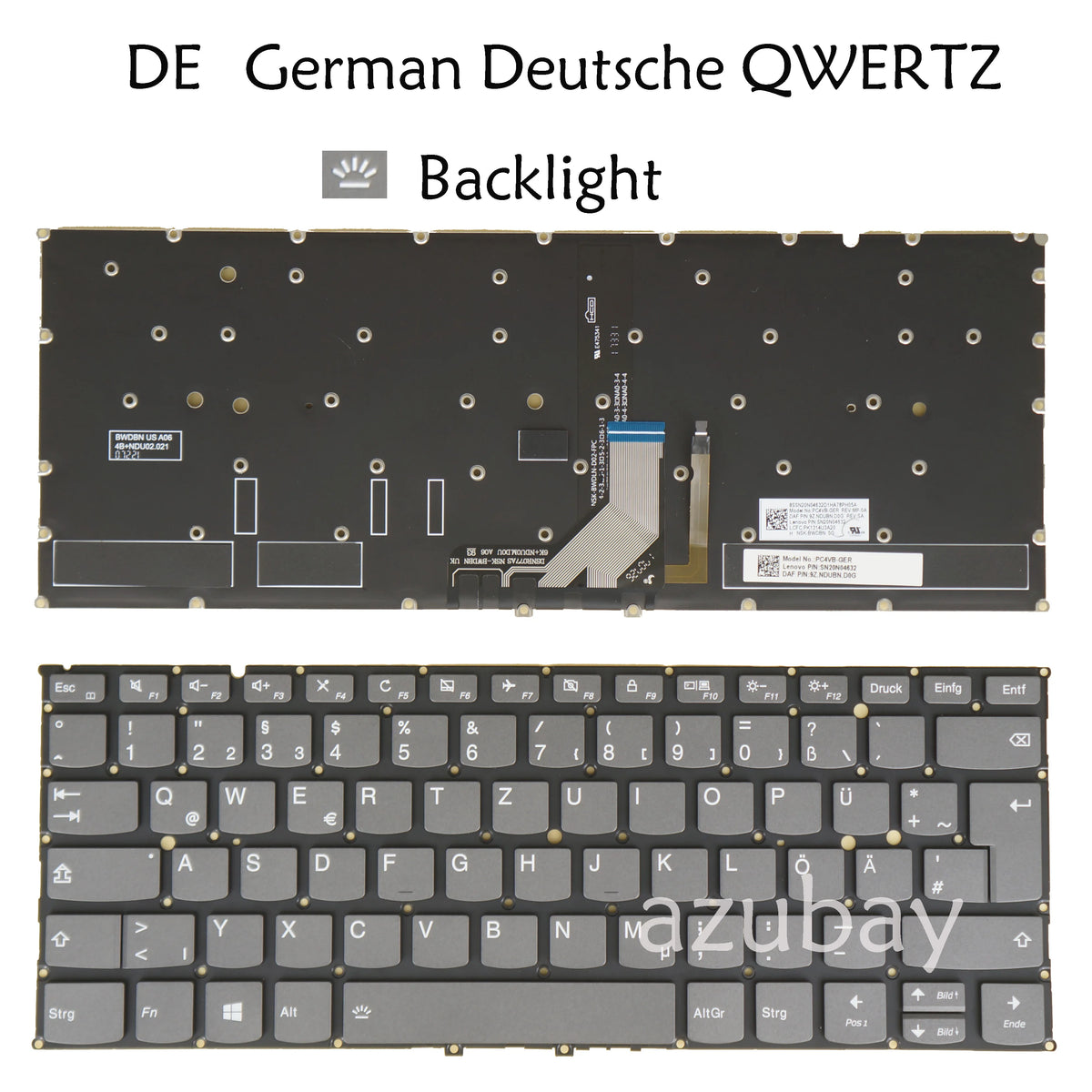 Backlit QWERTZ Keyboard for Lenovo Yoga 920 – LA/Spanish/Hungarian/German