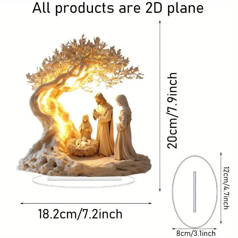 2D Flat Acrylic Nativity Scene Christmas Tabletop Ornament