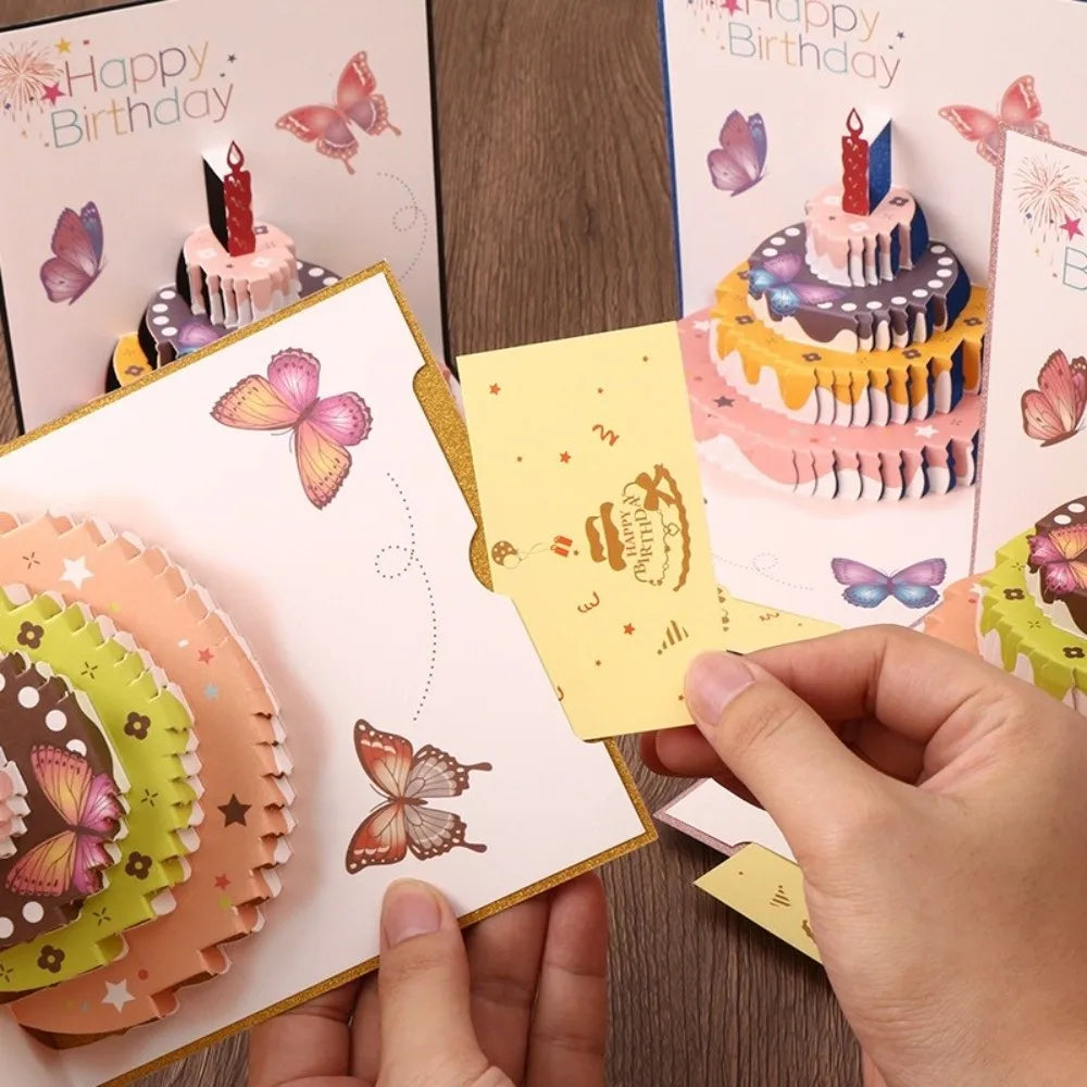 3D Pop-Up Musical Birthday Cake Card with LED Light & Envelope