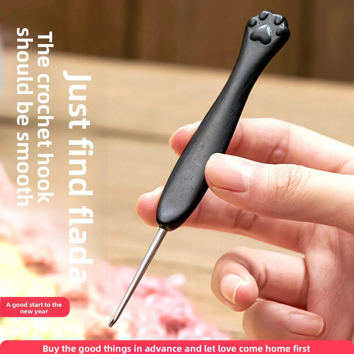 Sandalwood Cat Paw Crochet Hook Set – Ebony DIY Wool Tool
