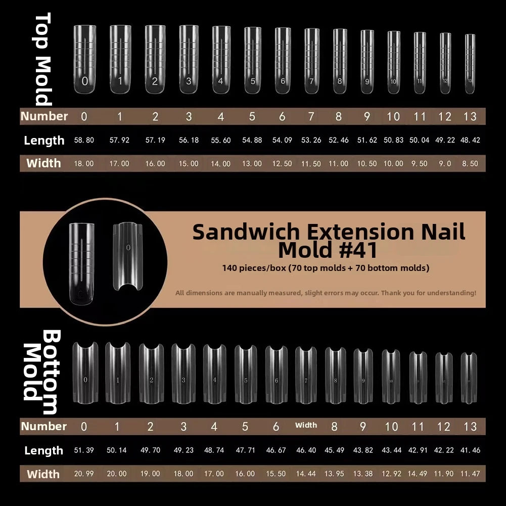 Sandwich Nail Dual Forms – Multi-Size Acrylic Molds for Extensions