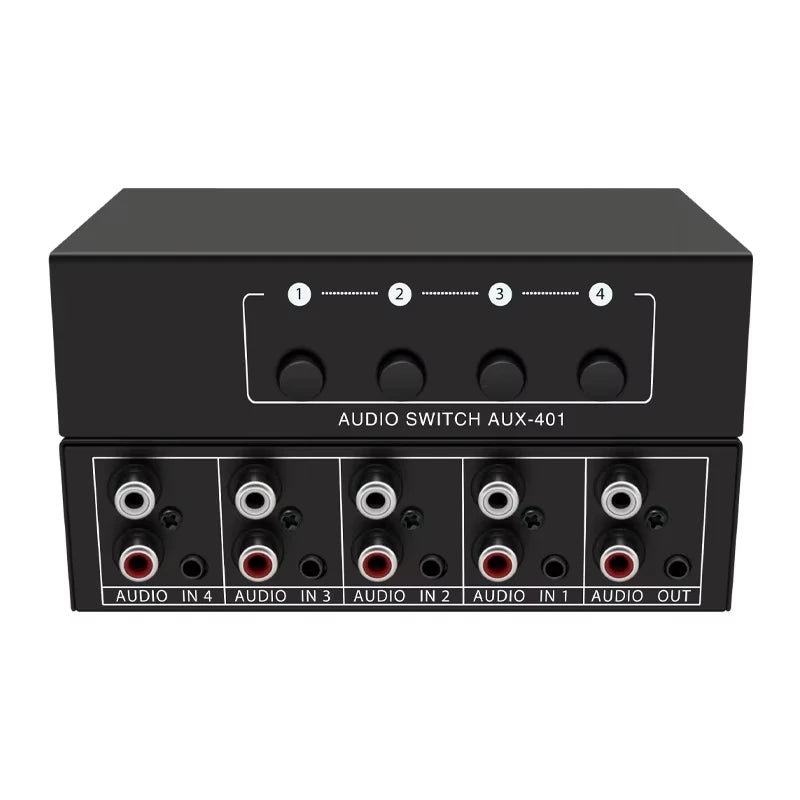 4-in-1 RCA & AUX Stereo Audio Selector Switch Box | Passive