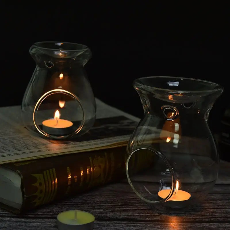 Nordic Crystal Glass Candlestick Holder & Aroma Oil Burner