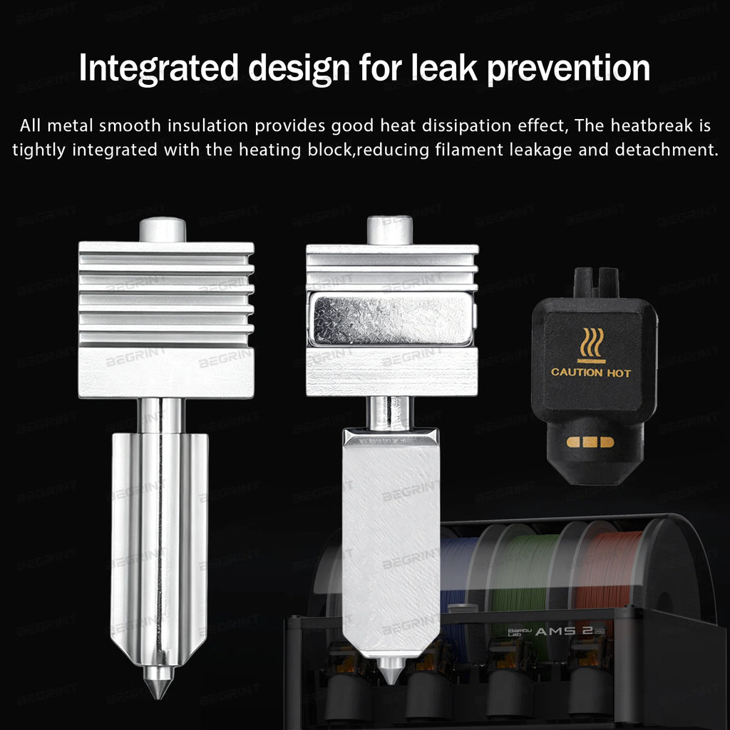 Bambu Lab X2D P2S Integrated Hotend Assembly – Hardened Steel
