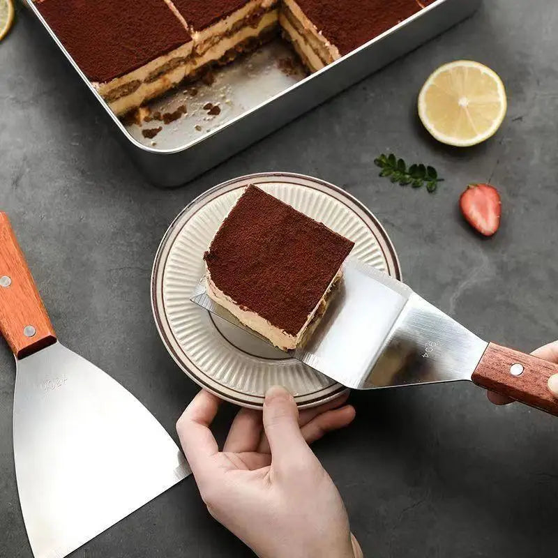 Stainless Steel Cake Spatula with Wooden Handle | Baking Tool