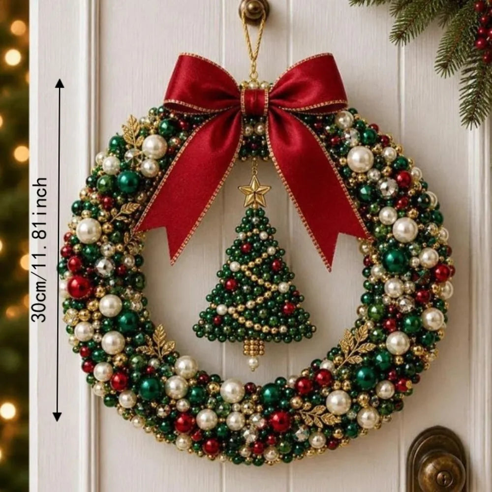 DIY Beaded Pearl Christmas Wreath Kit – 30cm Festive Craft