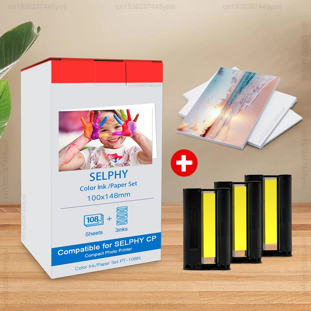 KP-108IN Ink & Photo Paper for Canon Selphy CP1200 CP1300 CP1000