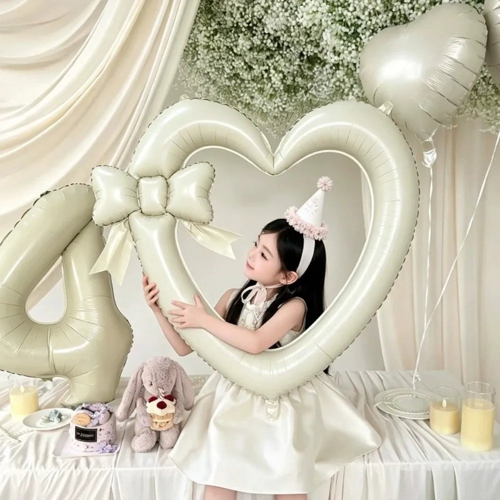 Heart Bow Foil Balloon Photo Prop – Valentine's Party Décor
