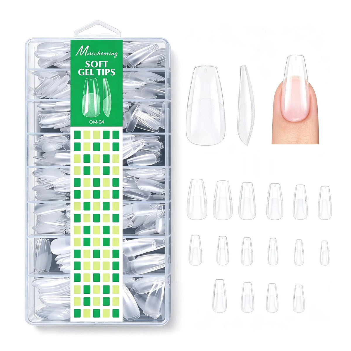 480pcs Clear Soft Gel Nail Tips – Full Coverage Extensions