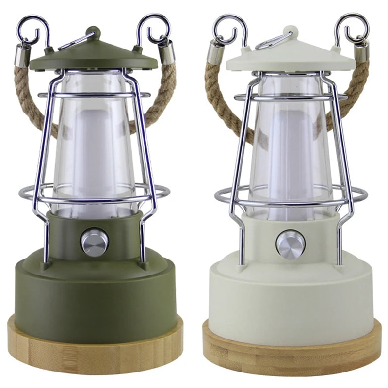 Retro Rechargeable Camping Lantern – Stepless Dimming LED Lamp