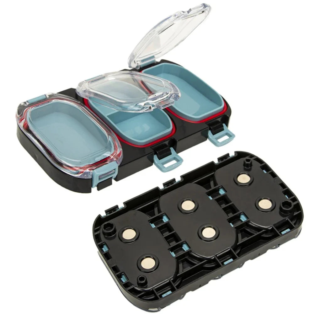 Magnetic Waterproof Fishing Tackle Box – 3 Grid Hook Storage