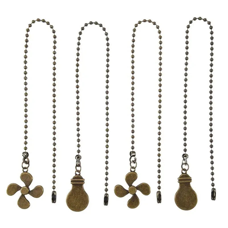 4-Pack Ceiling Fan Pull Chain Set – Bulb & Fan Pendant 12"