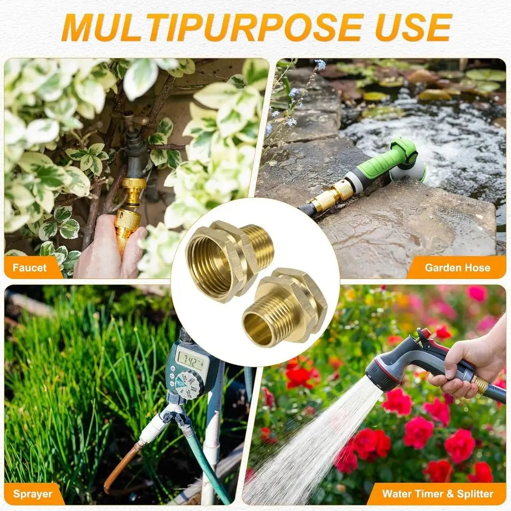 Brass 3/4" GHT to NPT Male Garden Hose Adapter Fitting