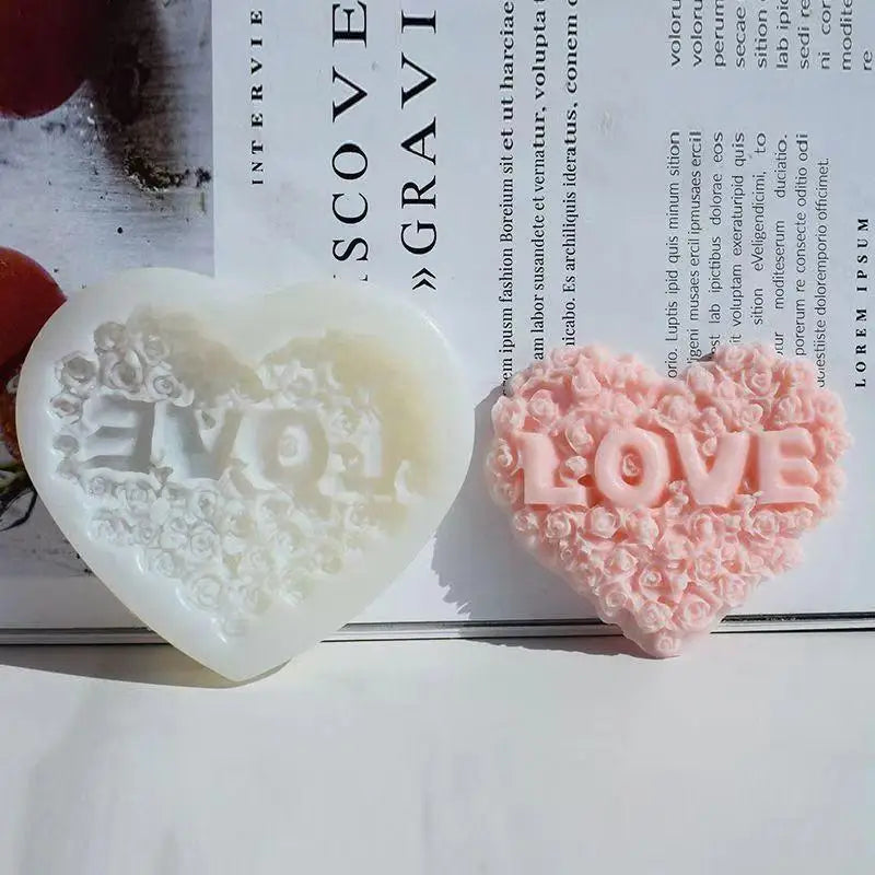 Rose Heart Silicone Mold – DIY Candle Resin Chocolate Craft
