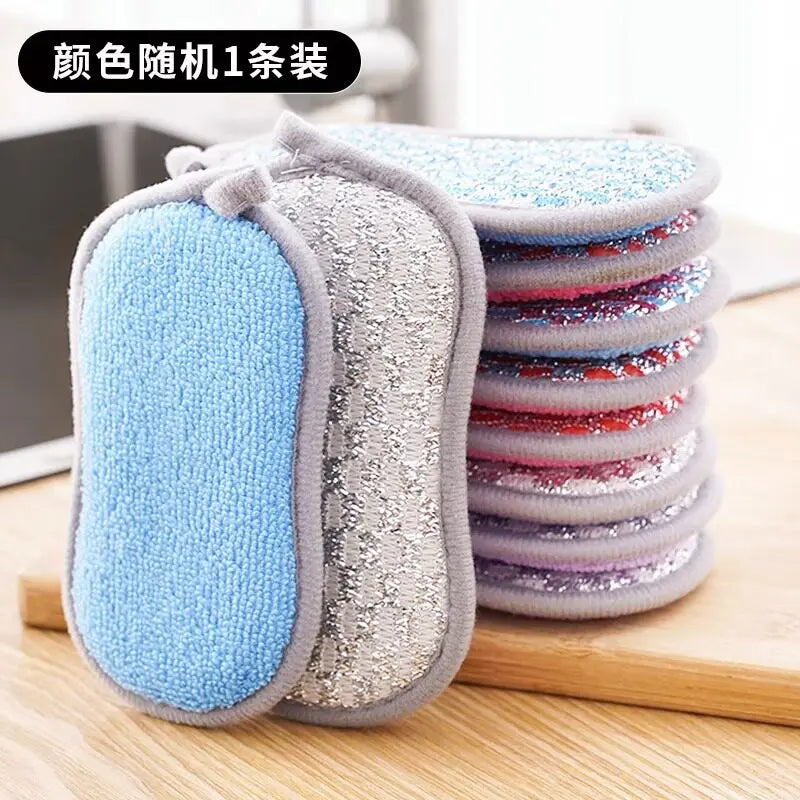 Double-Sided Microfiber Dish Sponge Scrubber – Kitchen Scrub Pad