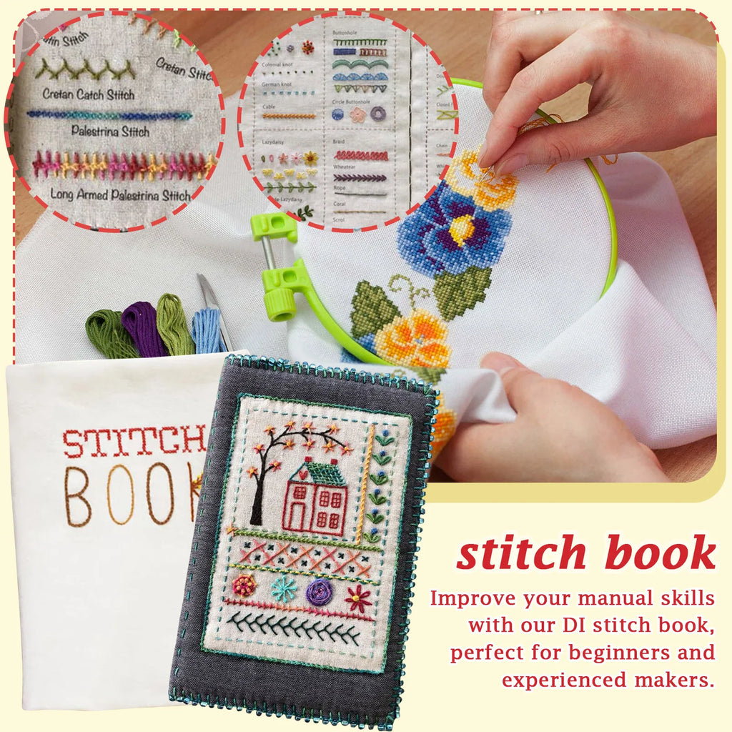DIY Embroidery Stitch Book Set – Linen Needlework Kit