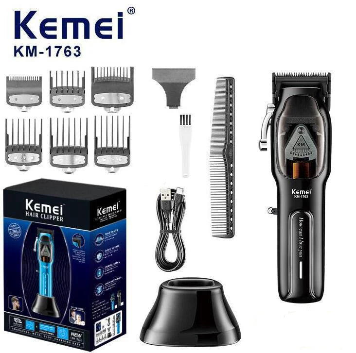 Kemei KM-1763 Cordless Hair Clipper 9000RPM Magnetic Motor