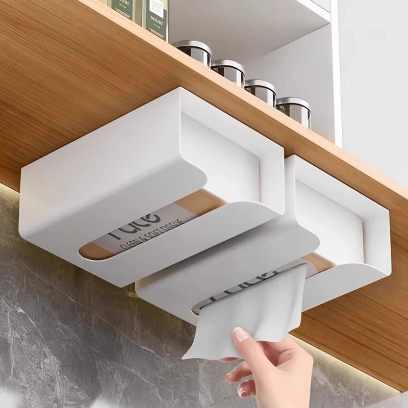 Wall-Mounted Punch-Free Tissue Box & Wet Wipes Dispenser