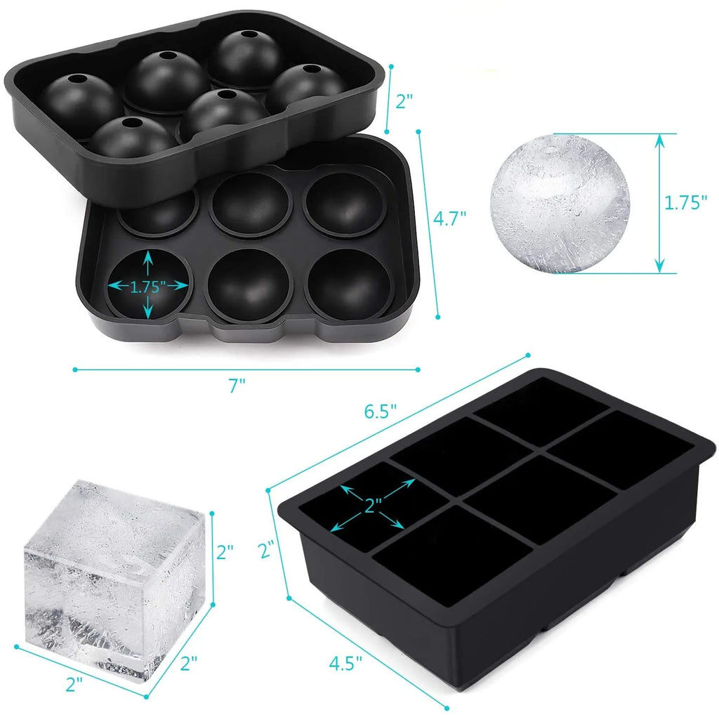 BPA Free Silicone Ice Ball & Cube Molds Set with Funnel