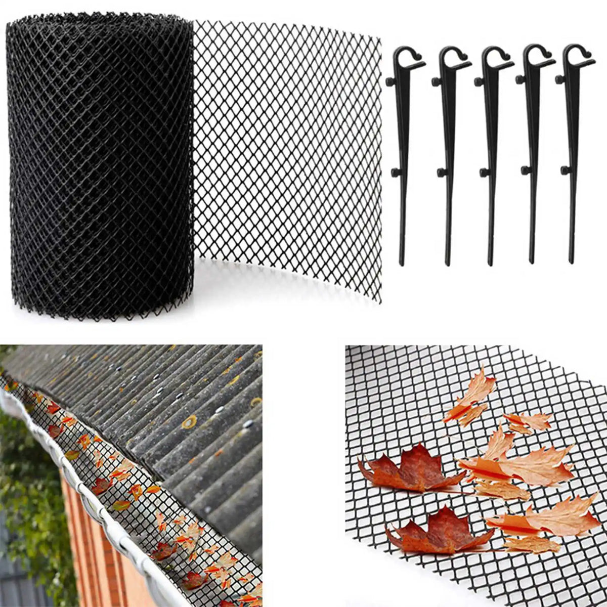 Mesh Gutter Guard Leaf Protection Net – 2 Rolls + 30 Nails