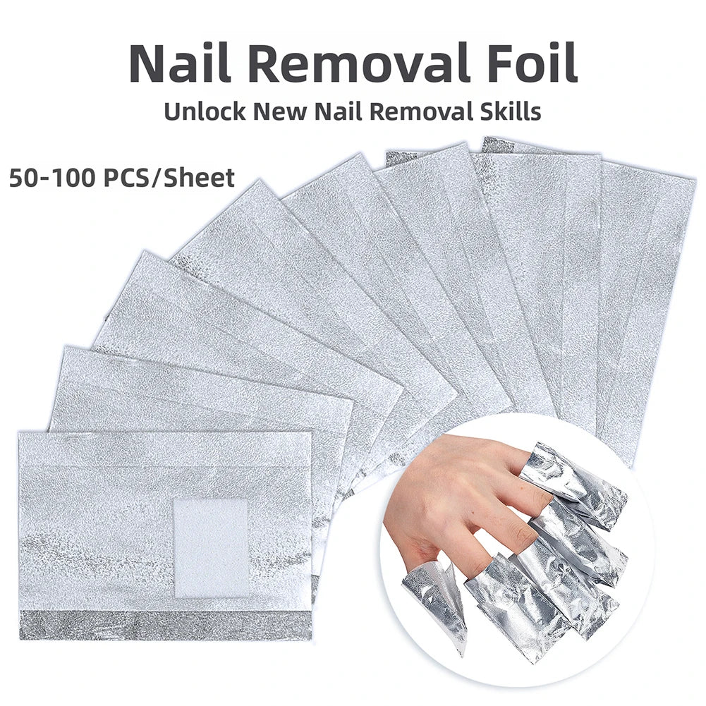 Gel Nail Polish Remover Foil Wraps with Cotton Pads 50/100Pcs