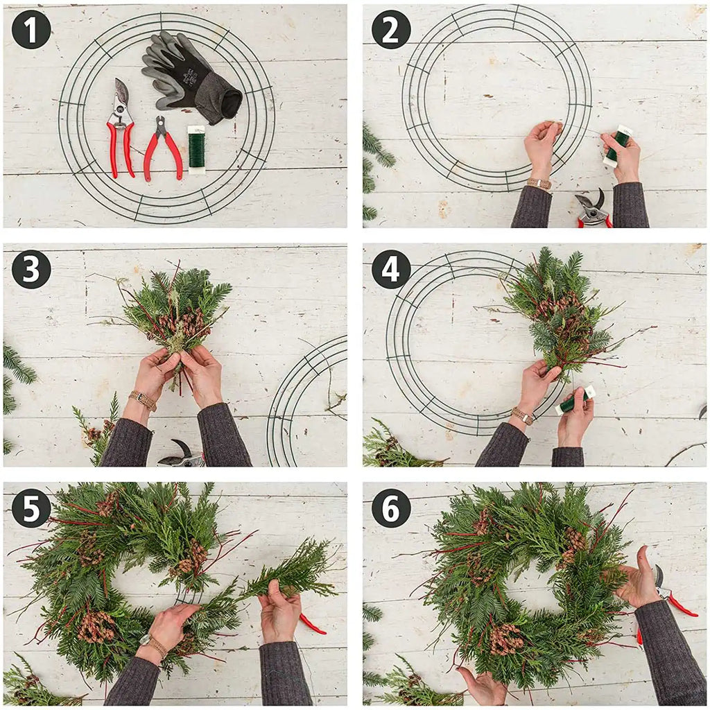 14-Inch Green Metal Wire Wreath Frame for DIY Décor – 2 Pack