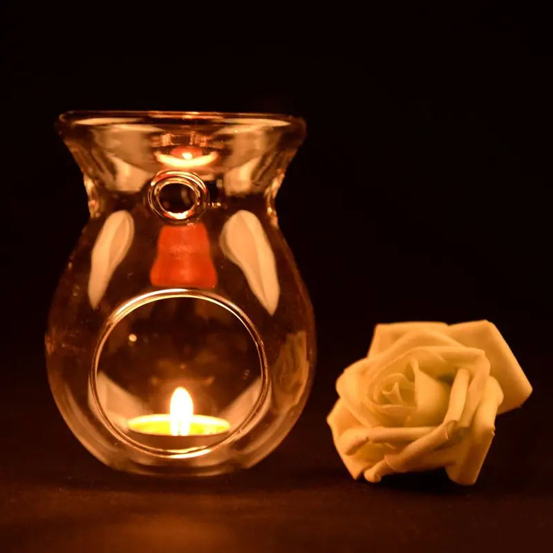 Nordic Crystal Glass Candlestick Holder & Aroma Oil Burner