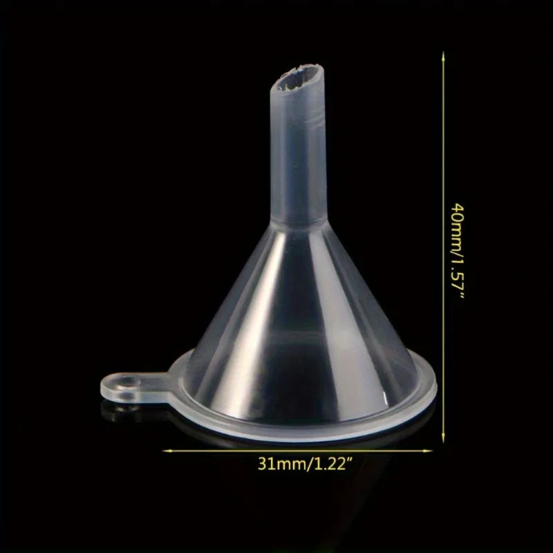 3-Pack Mini Clear Plastic Funnels for Bottles, Perfume & Crafts