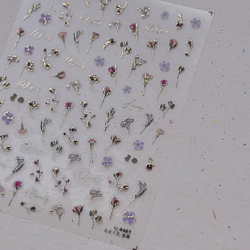 Bronzing Rose & Golden Leaf Nail Art Stickers | DIY Decals