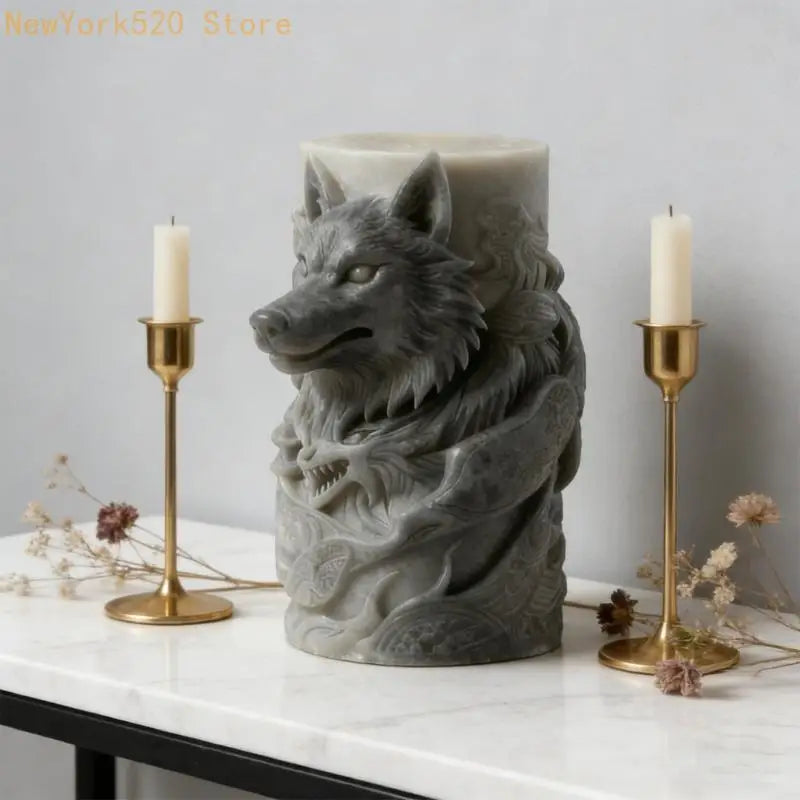 Wolf Relief Silicone Mould for DIY Candle Soap Crafting