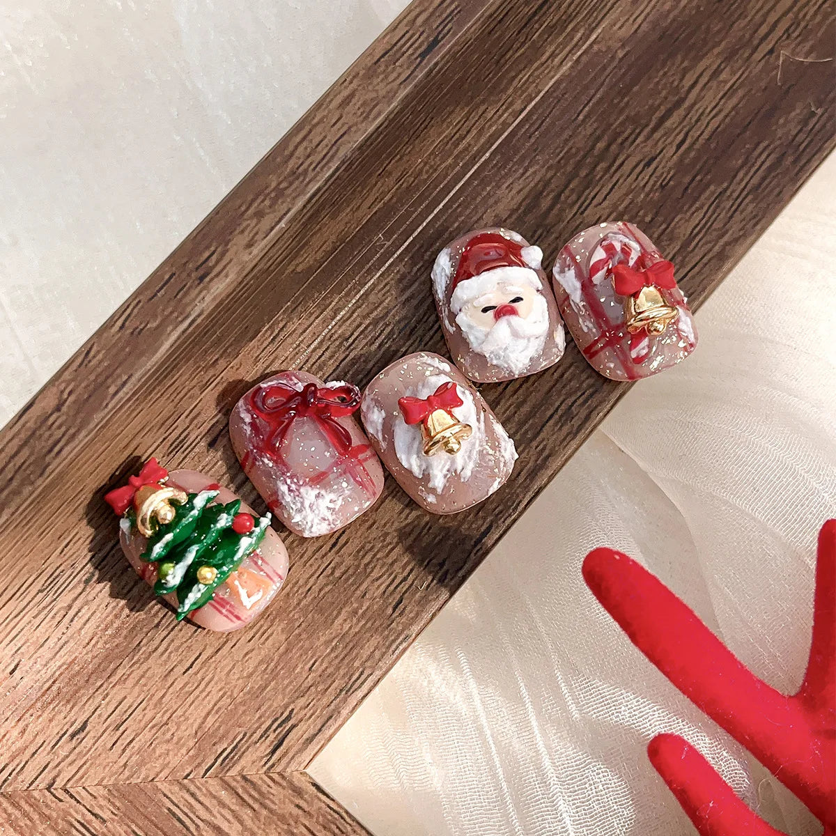 10pc 3D Christmas Bell Nail Charms – Gold & Silver Alloy DIY