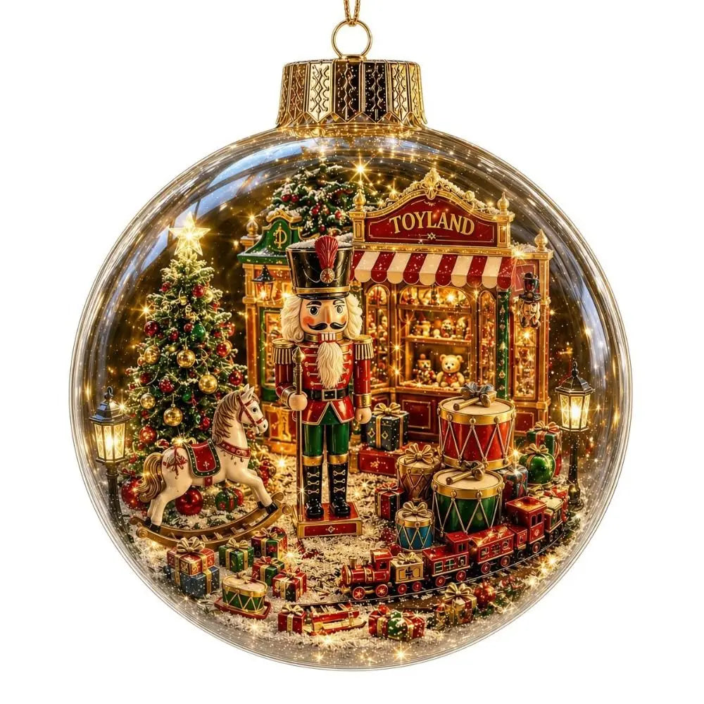 Light-Up Acrylic Christmas Ball Ornament – Santa Claus