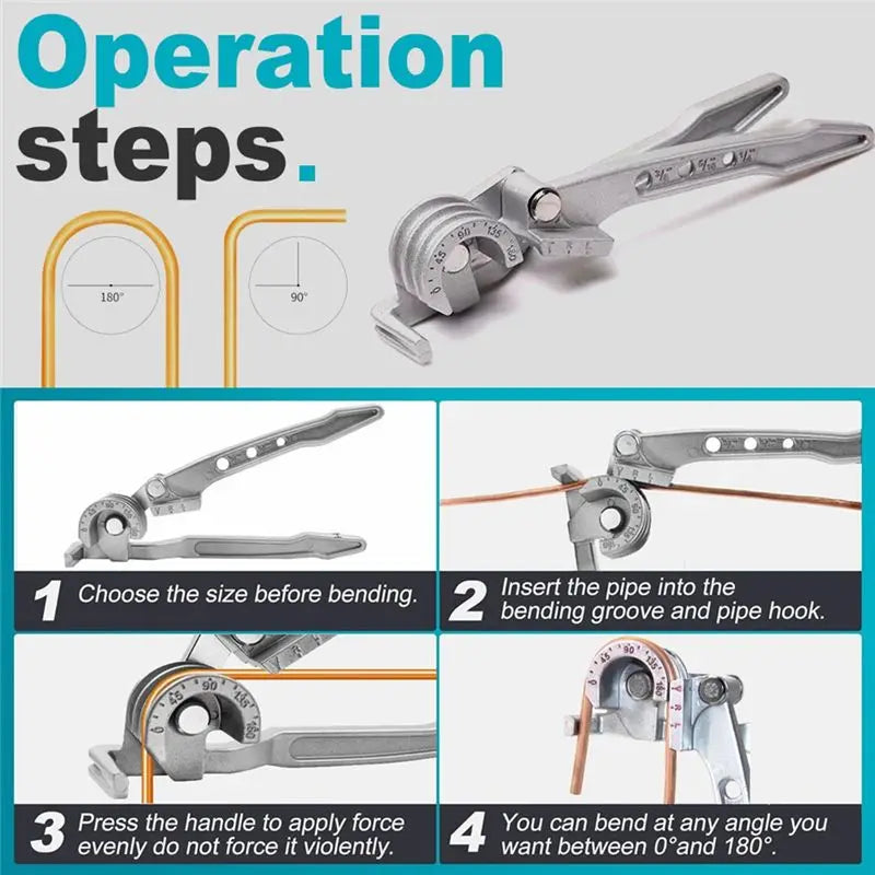 3-in-1 Manual 180° Tube Bender – Copper, Aluminum & Steel