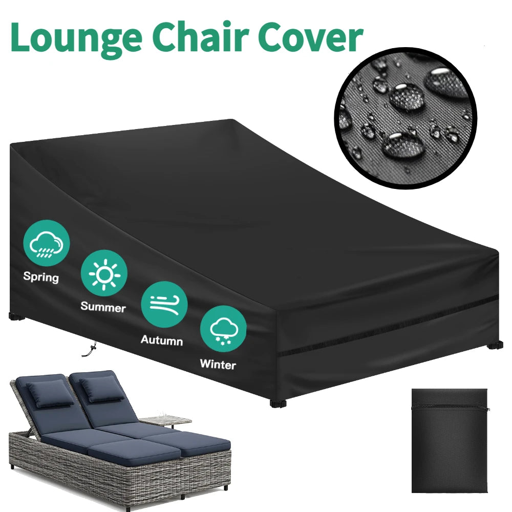 Waterproof Sun Lounger Cover 1/2 Seater 210D Oxford Anti-UV