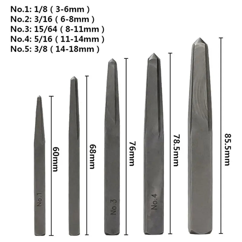 5-Pc Easy-Out Screw Extractor Set – Removes Stripped Bolts