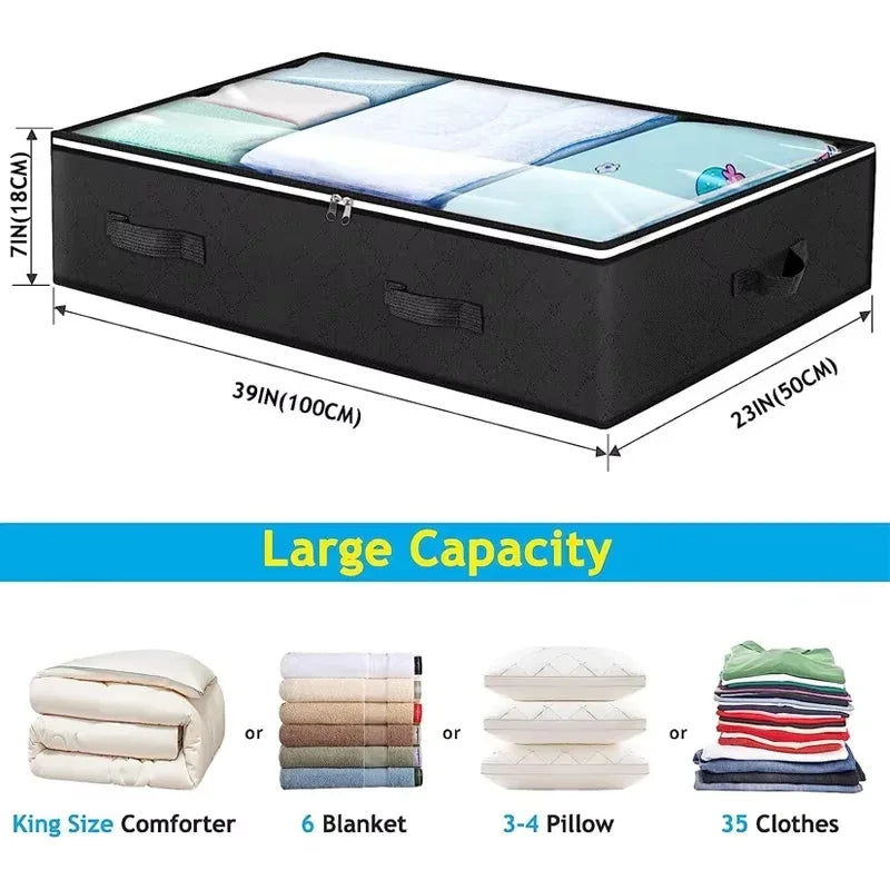 Underbed Quilt Storage Bag – Large Foldable Non-Woven Organizer