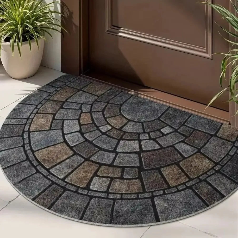 Soft Semi-Circle Door Mat – Absorbent Non-Slip Entry Rug