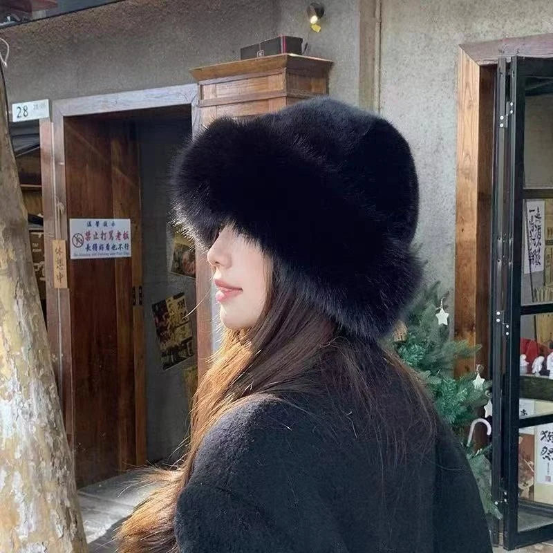 Women's Faux Fox Fur Winter Hat – Windproof Ear Warmer Ski Cap