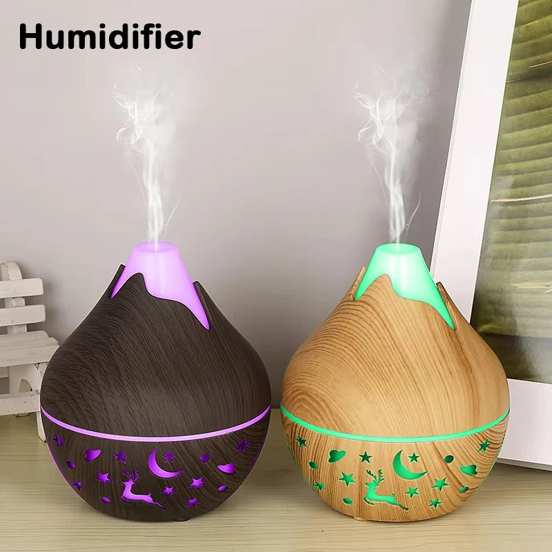 USB Cool Mist Aroma Diffuser & Humidifier 200ml Wood Grain