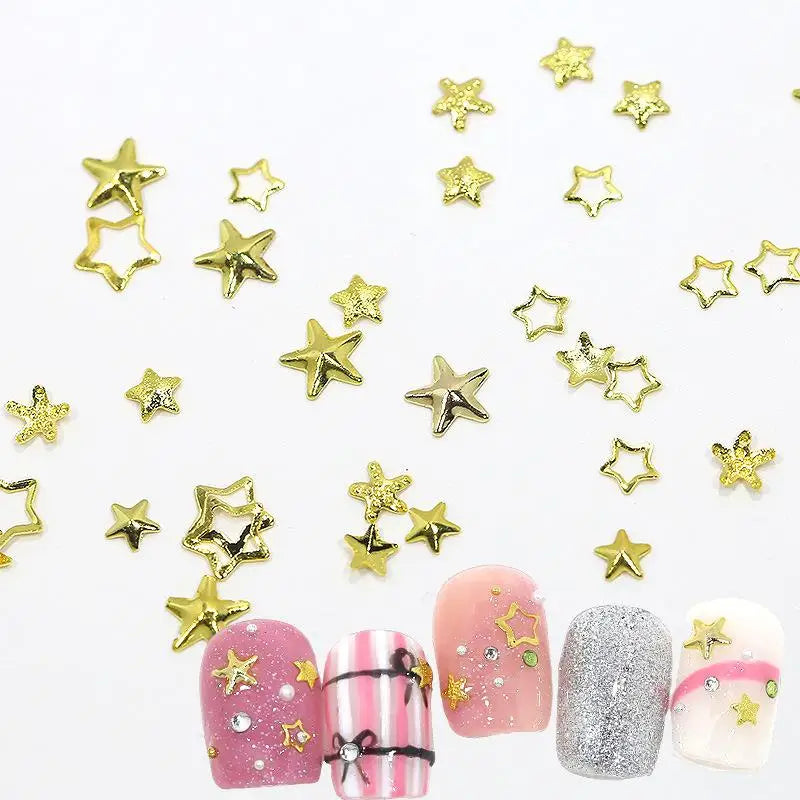 6-Grid Nail Art Rhinestones Gold Silver Charms Rivet Kit